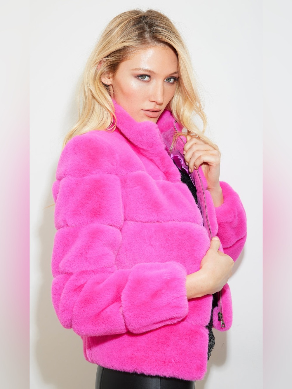 Generation Love Jodi Faux Fur Jacket - Neon Pink